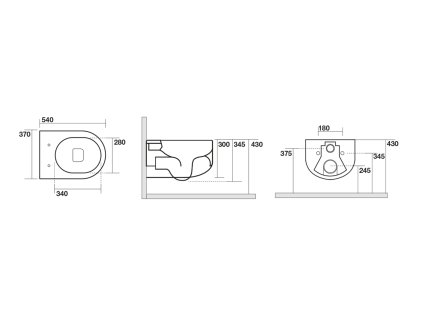 Sapho Flo 311101 WC závěsné Norim 37 x 34,5 x 54 cm