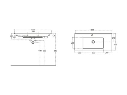 Aqualine Zuno 100 9100 umyvadlo nábytkové 100 x 45 cm