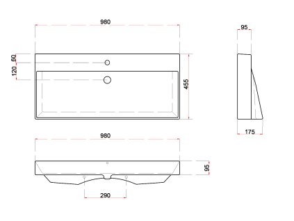 Sapho 17100 Kare 100 umyvadlo nábytkové 98x46 cm