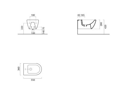 Sapho Pura 8865111 bidet závěsný 55 x 36 cm