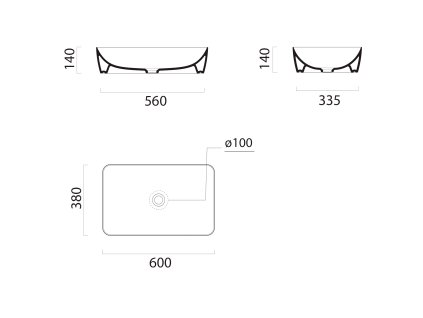 Sapho Sand 903611 umyvadlo 60 x 38 cm