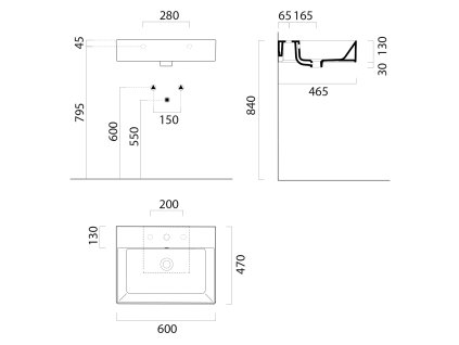 Sapho Kube X 9431111 umyvadlo 60 x 47 cm