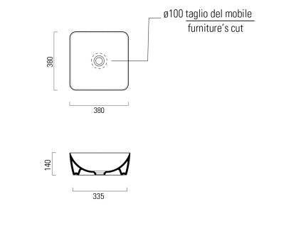 Sapho Sand 903815 umyvadlo 38 x 38 cm ghiaccio mat