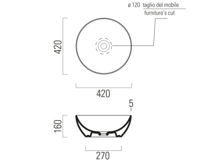 Sapho Pura 885104 umyvadlo O 42 x 16 cm agave mat