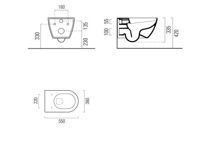 Sapho Pura 881505 WC závěsné 55 x 36 cm tortora dual-mat