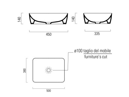 Sapho Sand 903717 umyvadlo 50 x 38 cm cenere mat