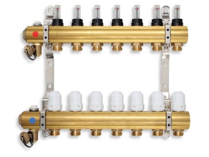 NOVASERVIS 7 okr. G1" RZP07S mosazný rozdělovač pro podlahové topení