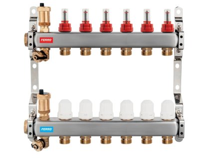 NOVASERVIS 6 okr. G1" SN-RZPU06S nerezový rozdělovač pro podlahové topení