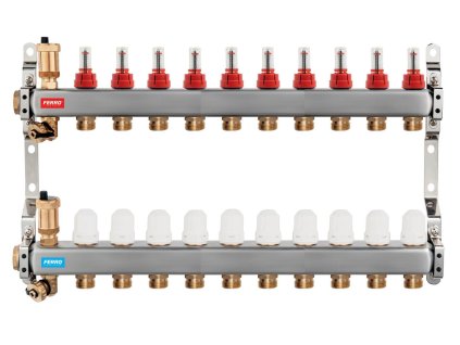 NOVASERVIS 10 okr. G1" SN-RZPU10S nerezový rozdělovač pro podlahové topení