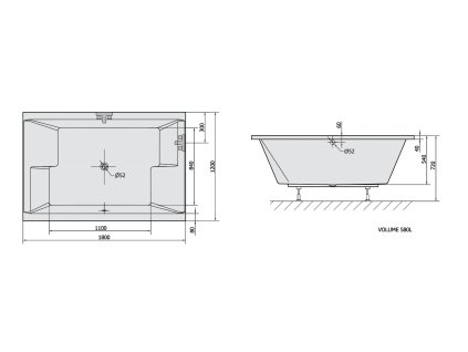 Polysan DUPLA 180 x 120 x 54 cm 13711 obdélníková vana s konstrukcí