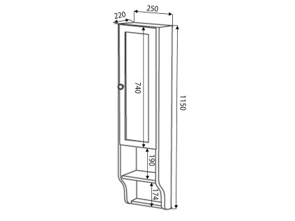 Sapho Retro 1681 skříňka k zrcadlu 25 x 115 cm buk pravá