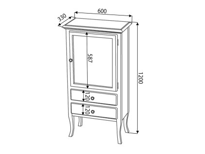 Sapho Retro 1699 skříňka 60 x 120 cm buk pravá