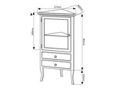 Sapho Retro 1701 skříňka rohová 60 x 120 cm buk levá