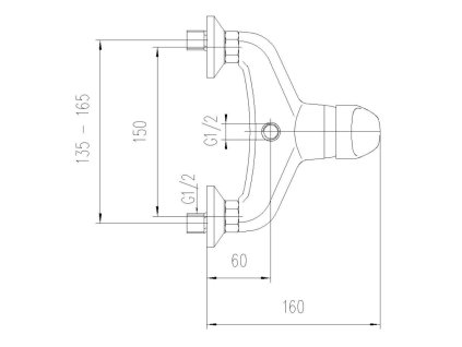 Aqualine Kasiopea 1107-11 sprchová baterie nástěnná 150 mm páková