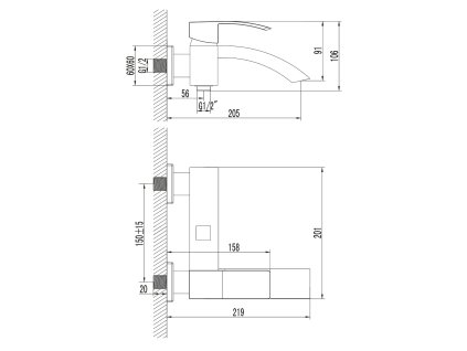 Sapho GINKO 1101-10 vanová baterie nástěnná 150 mm páková