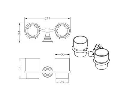 Sapho Diamond 1317-05 držák sklenic dvojitý chrom