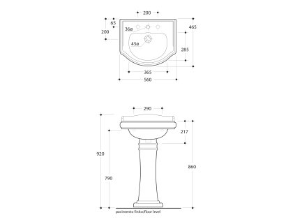 Sapho Retro 104501 umyvadlo 56 x 46,5 cm