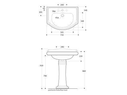 Sapho Retro 104701 umyvadlo 73 x 54 cm