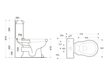 Sapho Retro 101301 WC kombi 38,5 x 72 cm zadní odpad