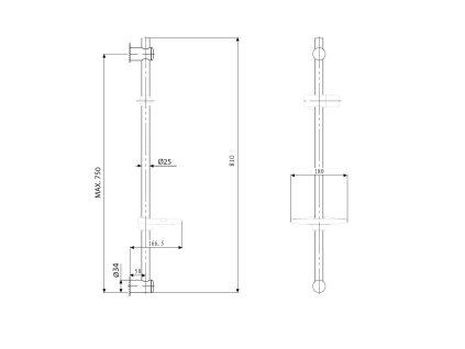 Sapho 1206-06 posuvný držák sprchy s mýdlenkou 810 mm chrom