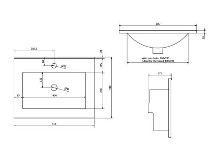 Sapho Slim 1601-60 keramické umyvadlo 60 x 46 cm bílé