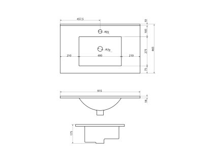 Sapho Slim 1601-90 keramické umyvadlo 90 x 46 cm bílé