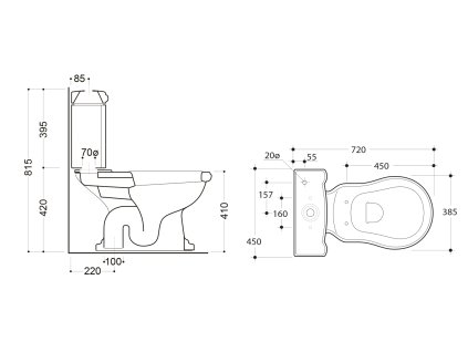 Sapho Retro 101201 WC kombi 38,5 x 72 cm spodní odpad
