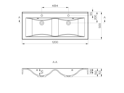 Sapho Flavia 68121 dvojumyvadlo 120 x 50 cm