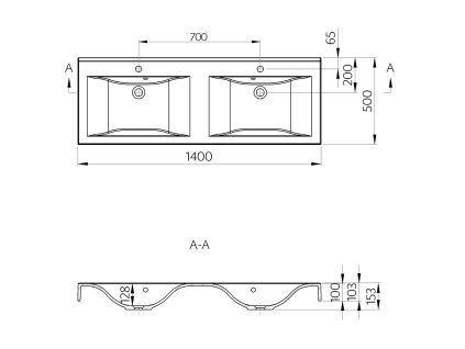 Sapho Flavia 68141 dvojumyvadlo 140 x 50 cm