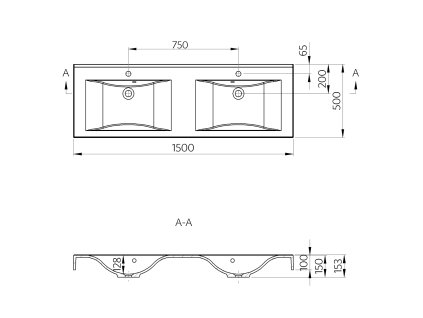 Sapho Flavia 68154 dvojumyvadlo 150 x 50 cm