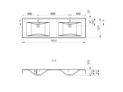 Sapho Flavia 68164 dvojumyvadlo 160 x 50 cm