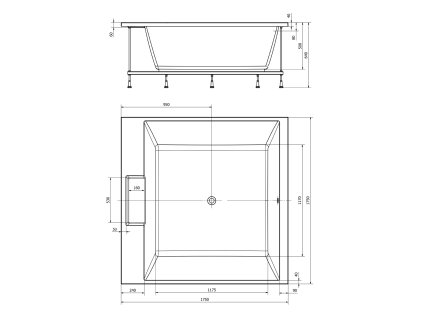 Polysan Came 175 x 175 cm vana čtvercová akrylátová 23611