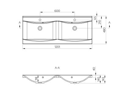 Sapho Luciola 50122 dvojumyvadlo 120 x 50 cm litý mramor