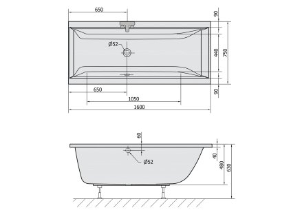 Polysan CLEO 160 x 75 x 48 cm 93611 vana