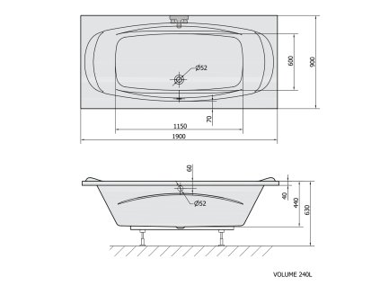 Polysan GARDA obdélníková vana 190x90x44cm, bílá 14111