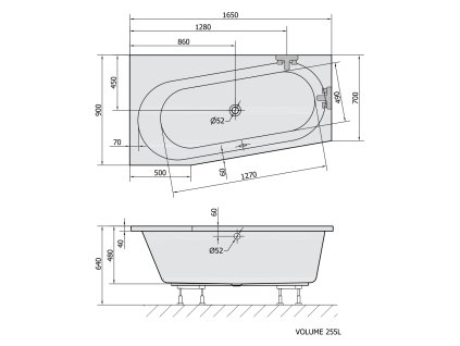 Polysan ASTRA WL 165 x 90 x 48 cm 30611 vana