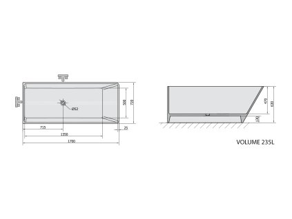 Polysan HERHIS volně stojící vana litý mramor 170x72x63cm bílá 10613