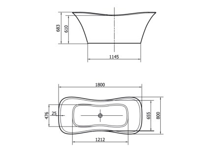 Polysan FLORA volně stojící vana litý mramor 180x80x67cm bílá (09713) 99713