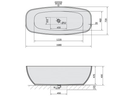 Polysan Ipanema 168x72x54cm vana volně stojící litý mramor 69911