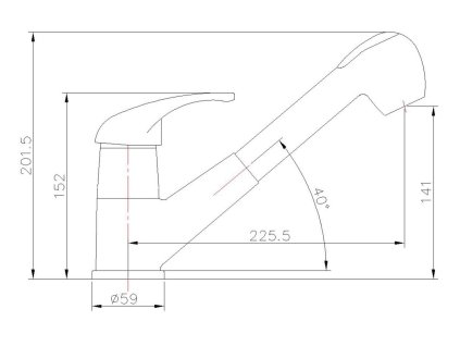 Aqualine Kasiopea 1107-70 dřezová baterie s výsuvnou sprškou