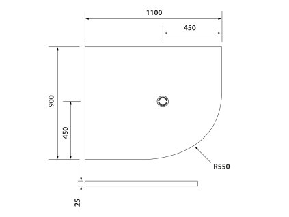 Polysan FLEXIA 110 x 90 x 2,5 cm 91341 sprchová vanička s možností úpravy rozměru levá