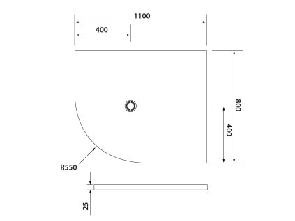 Polysan FLEXIA 110 x 80 x 2,5 cm 91271 sprchová vanička s možností úpravy rozměru pravá