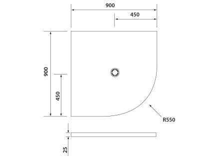 Polysan FLEXIA 90 x 90 x 2,5 cm 91181 sprchová vanička s možností úpravy rozměru
