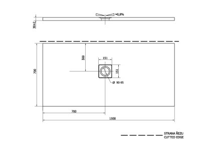 Polysan FLEXIA 150 x 70 x 3 cm 90131 sprchová vanička s možností úpravy rozměru