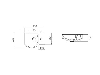 Sapho LITOS 45 x 32 cm 4079 umyvadlo keramické pravé