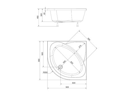 Polysan SELMA 90 x 90 x 30 cm 28711 sprchová vanička s konstrukcí