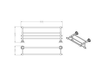 Sapho DIAMOND 1318-14 police na ručníky s madlem bronz