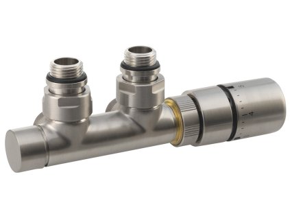 Sapho TWIN připojovací sada ventilů termostatická pro středové připojení 50 mm broušená nerez CP3520S