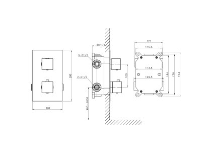 Sapho LATUS 1102-63 sprchová termostatická podomítková baterie box 3 výstupy