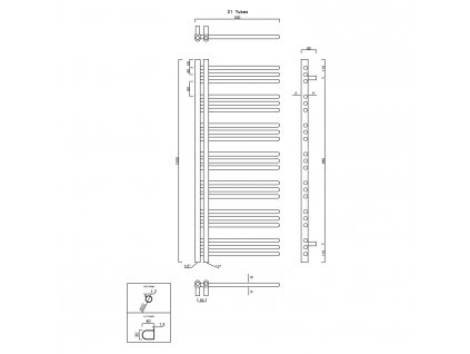 Sapho DORLION 500 x 1200 mm 1130-21 otopné těleso černá mat